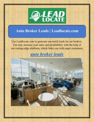 Auto Broker Leads  Leadlocate.com