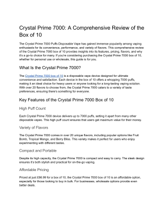 crystal prime 7000 a comprehensive review