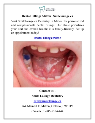 Dental Fillings Milton  Smilelounge.ca