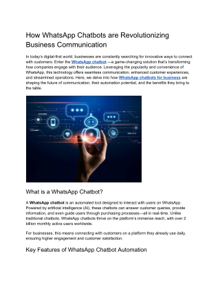 How WhatsApp Chatbots are Revolutionizing Business Communication