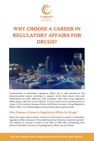 Why Choose a Career in Regulatory Affairs for Drugs?