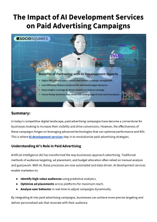 The Impact of AI Development Services on Paid Advertising Campaigns