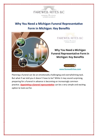 Why You Need a Michigan Funeral Representative Form in Michigan: Key Benefits