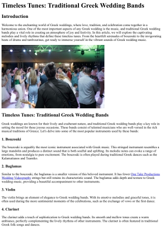 Timeless Tunes Traditional Greek Wedding Bands