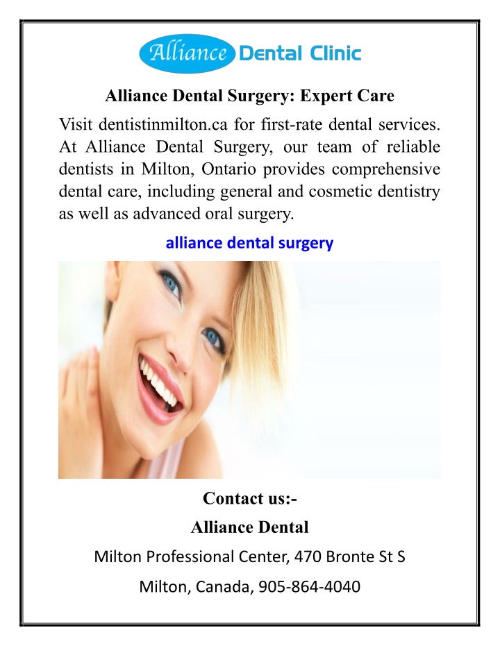 alliance dental surgery expert care visit