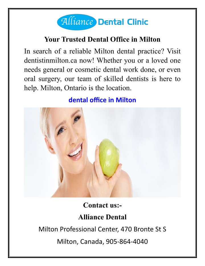 your trusted dental office in milton in search