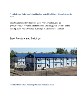 Prefabricated Buildings | Steel Prefabricated Buildings | Manufacturer In India