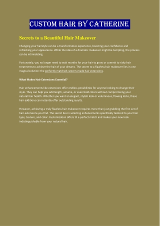 Secrets to a Beautiful Hair Makeover
