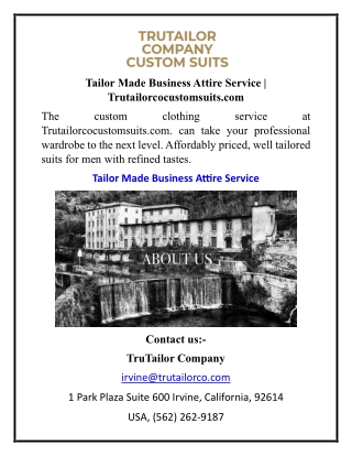 Tailor Made Business Attire Service  Trutailorcocustomsuits
