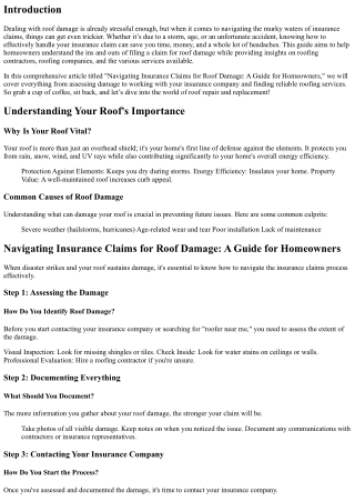 Navigating Insurance Claims for Roof Damage: A Guide for Homeowners