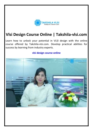 vlsi design course online takshila vlsi com