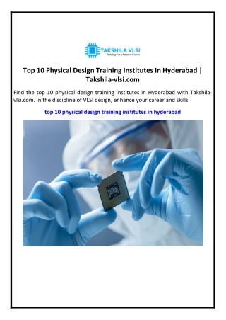 top 10 physical design training institutes