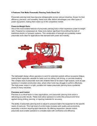 4 features that make pneumatic piercing tools
