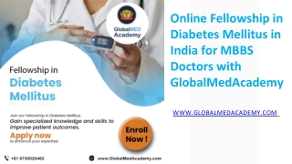 Online Fellowship in Diabetes Mellitus in India for MBBS Doctors with GlobalMedAcademy