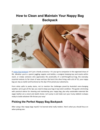 how to clean and maintain your nappy bag backpack