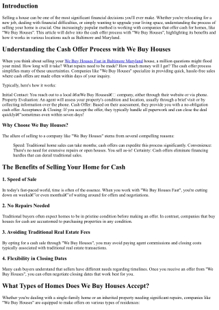 “Understanding the Cash Offer Process with We Buy Houses”