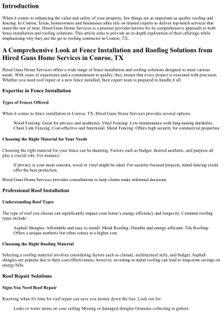 A Comprehensive Look at Fence Installation and Roofing Solutions from Hired Guns
