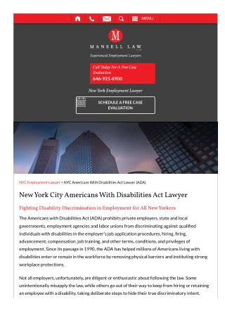 New York City Americans With Disabilities Act Lawyer: Fighting Disability Discri