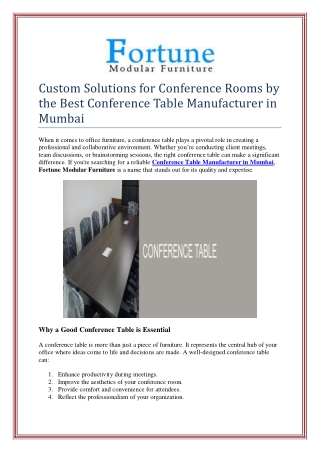 Custom Solutions for Conference Rooms by the Best Conference Table Manufacturer