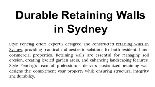 Durable Retaining Walls in Sydney
