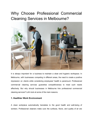 Why Choose Professional Commercial Cleaning Services in Melbourne_