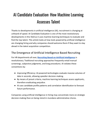 AI Candidate Evaluation: How Machine Learning Assesses Talent