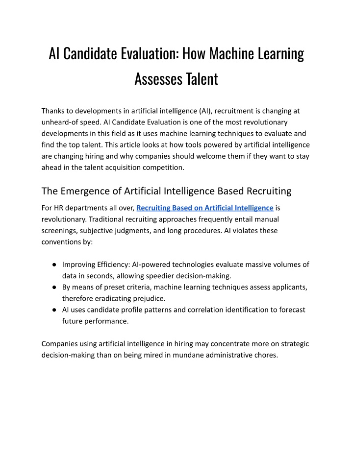 ai candidate evaluation how machine learning