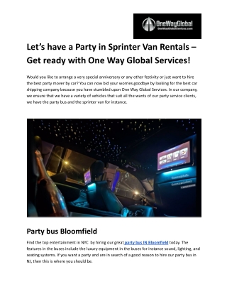 let s have a party in sprinter van rentals