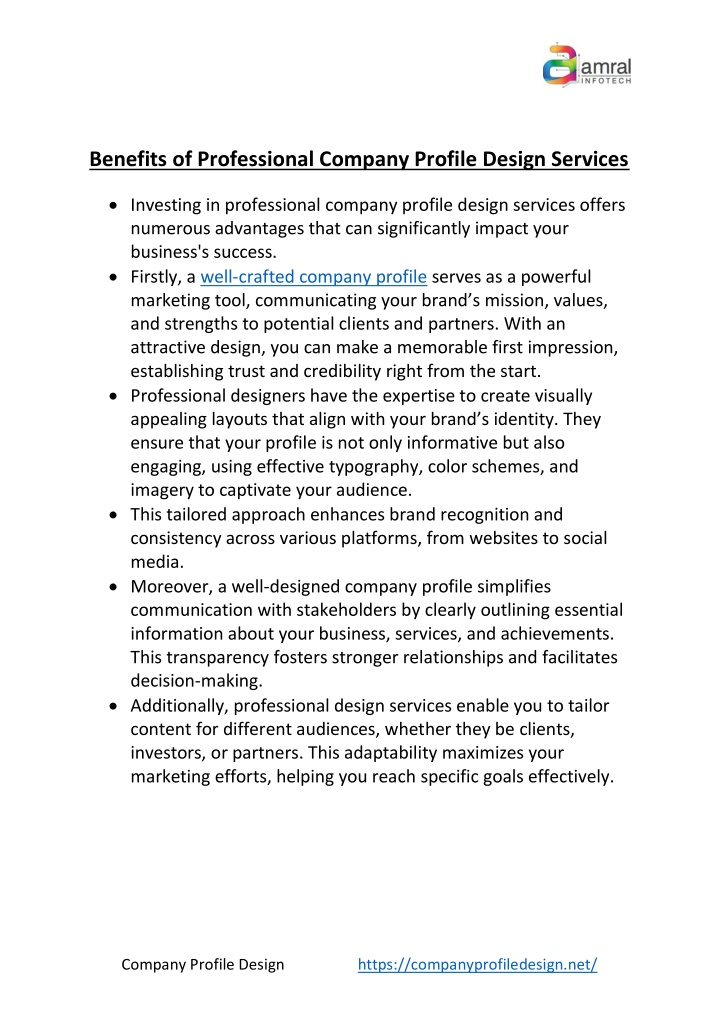 benefits of professional company profile design