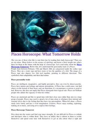 Pisces Horoscope What Tomorrow Holds