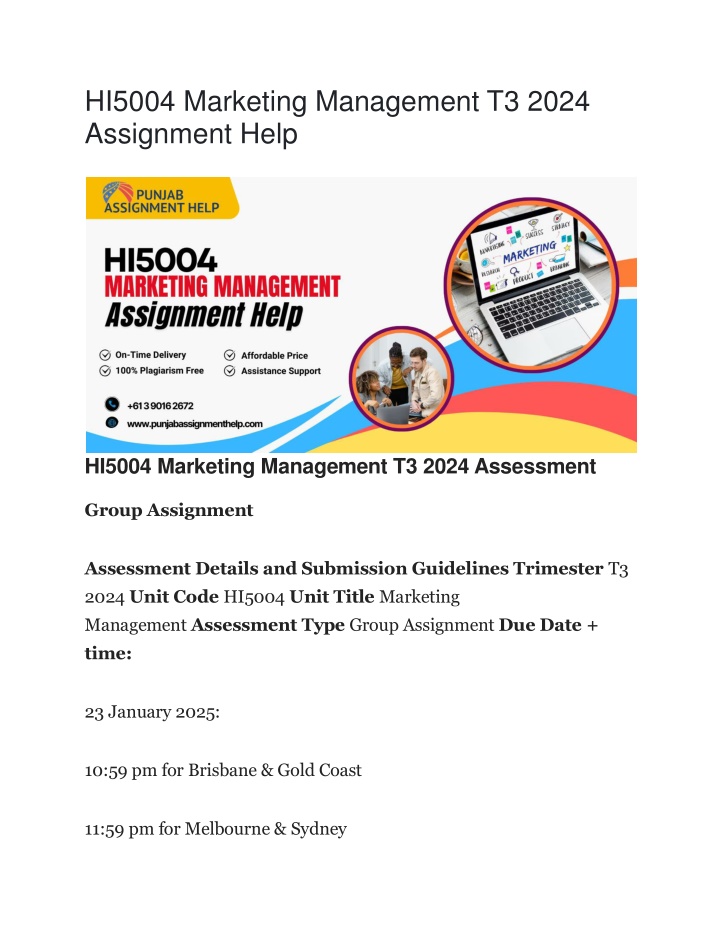 hi5004 marketing management t3 2024 assignment