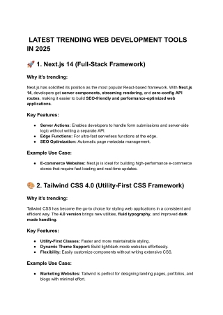 LATEST TRENDING WEB DEVELOPMENT TOOLS IN 2025