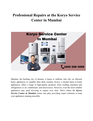 professional repairs at the koryo service center