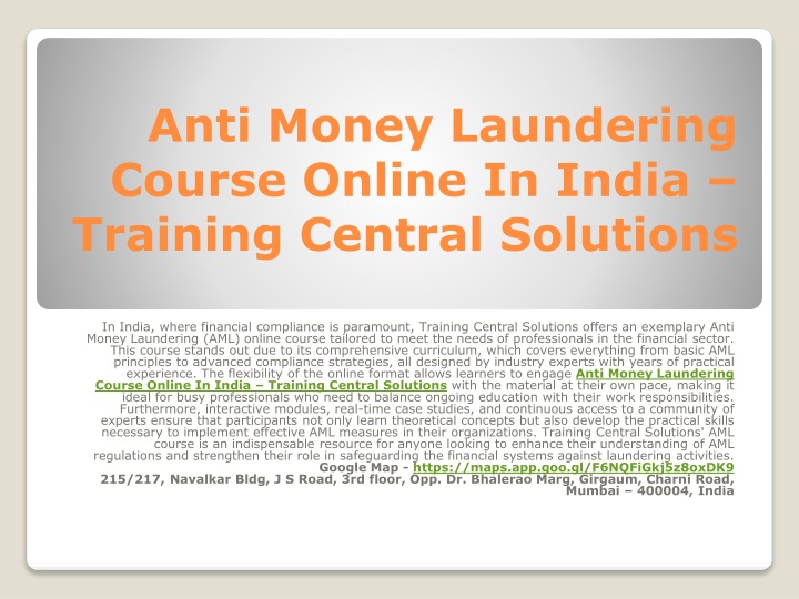 anti money laundering course online in india training central solutions