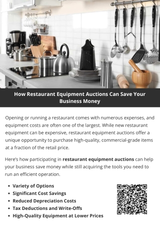 How Restaurant Equipment Auctions Can Save Your Business Money?