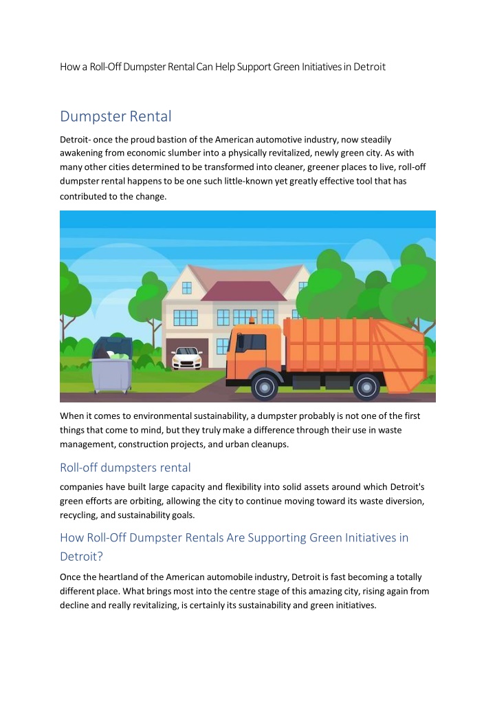 how a roll off dumpster rental can help support