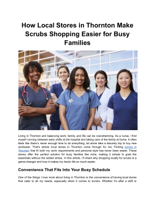 How Local Stores in Thornton Make Scrubs Shopping Easier for Busy Families