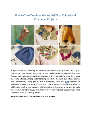 How to Turn Yarn into Money- Sell Your Knitted and Crocheted Projects