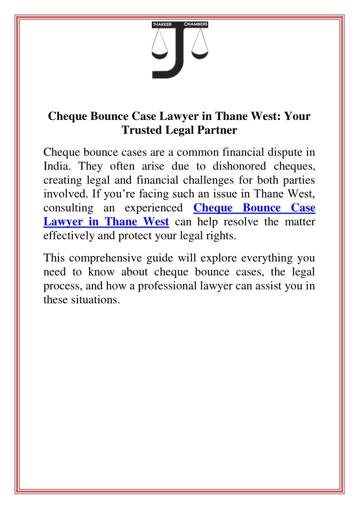 cheque bounce case lawyer in thane west your