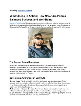 Successful Mindfulness-How Narendra Pahuja Keeps Balance