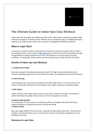 The Ultimate Guide to Indoor Spin Class Workout
