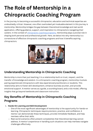 The Role of Mentorship in a Chiropractic Coaching Program