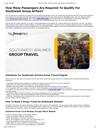 How Many Passengers Are Required To Qualify For Southwest Group Airfare?