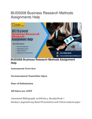 BUS5008 Business Research Methods Assignments Help