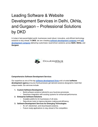 Leading Software & Website Development Services in Delhi, Okhla, and Gurgaon – Professional Solutions by DKD