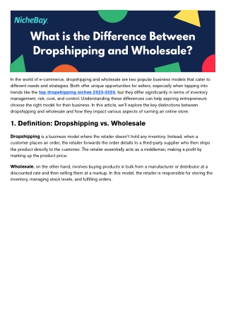 what is the difference between dropshipping