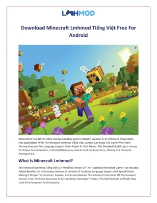 Download Minecraft Lmhmod Tiếng Việt Free For Android