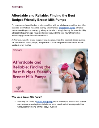 Affordable and Reliable_ Finding the Best Budget-Friendly Breast Milk Pumps