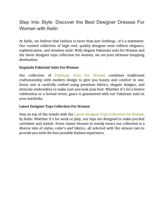 Step Into Style: Discover the Best Designer Dresses For Women with Kelin