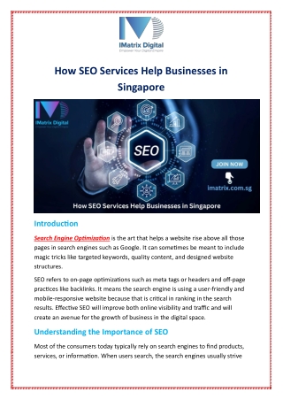 How SEO Services Help Businesses in Singapore